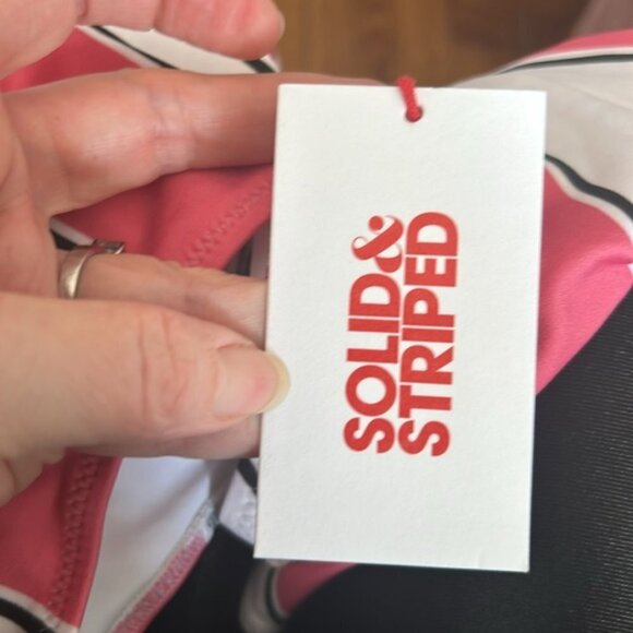 NWT SOLID & STRIPED S the Claudia cosmic stripe cut out bathing suit - Picture 6 of 10